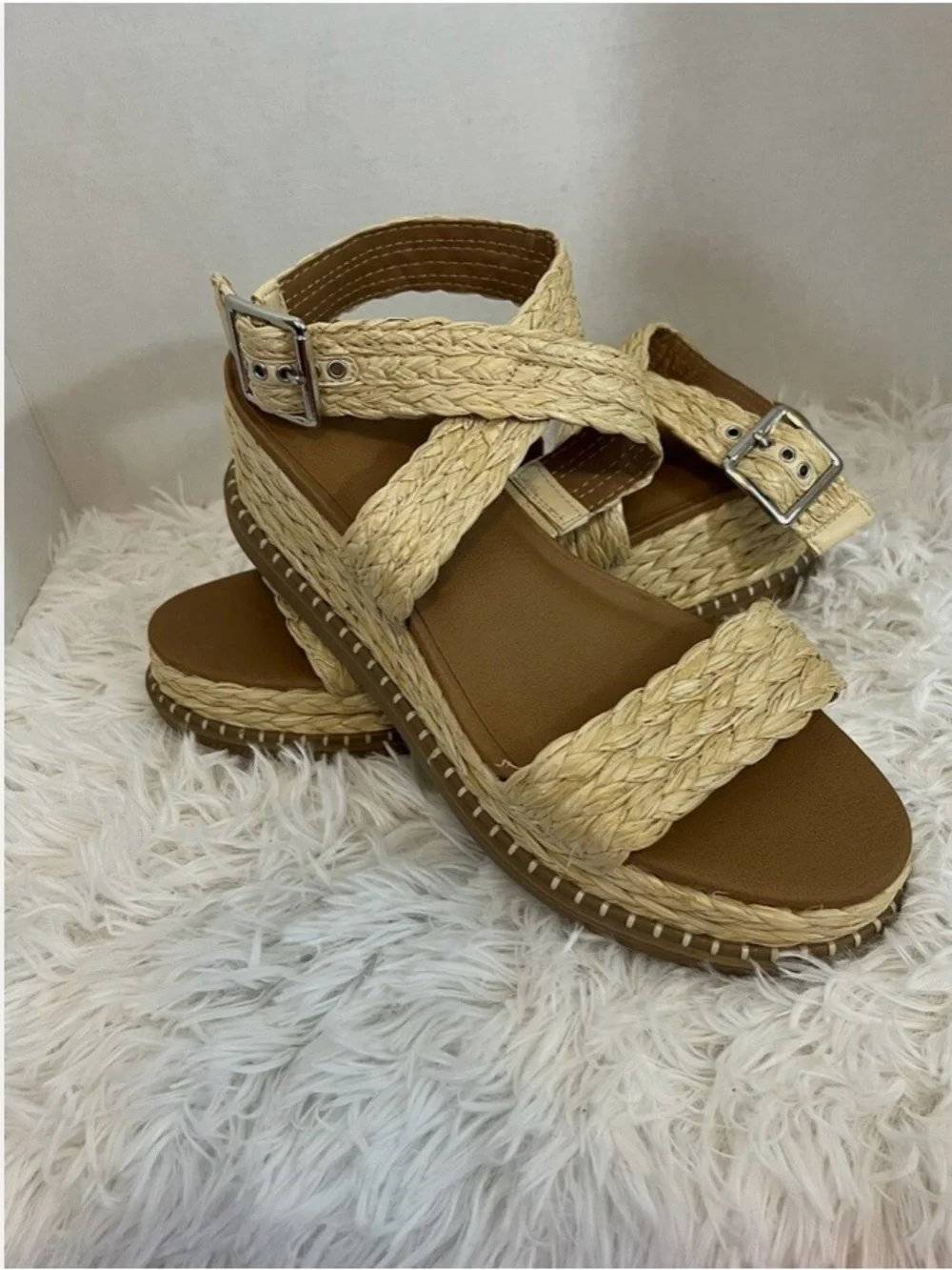 Universal Thread Braided Espadrille Platform Sandals in Cream - Picture 3 of 9